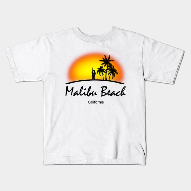 Malibu Beach, CA Kids T-Shirt by dejava